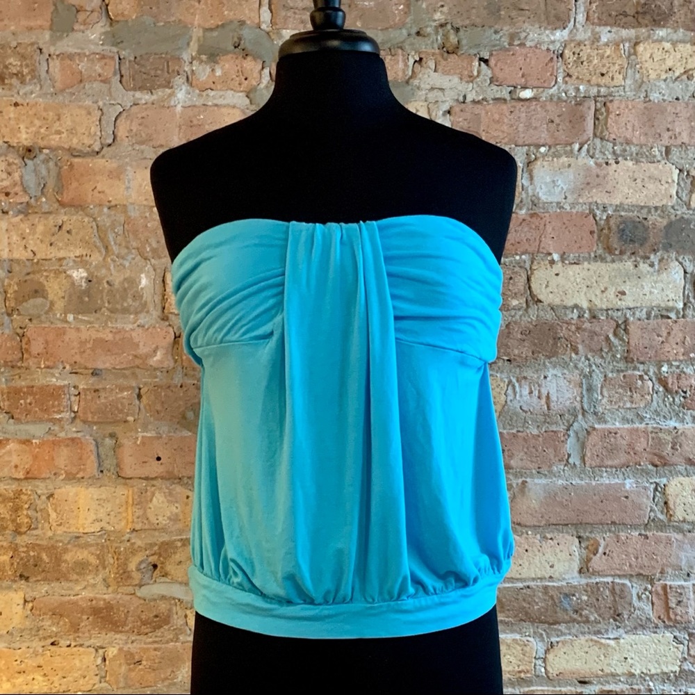 NY&Co Strapless Knit Top Turquoise Aqua Casual L